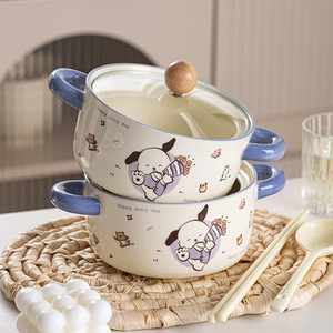 Tazón de cerámica de doble asa con diseño de perro <span class=keywords><strong>Pacha</strong></span> de dibujos animados, tapa, de alta gama, gran capacidad, apto para microondas, estilo lindo, para <span class=keywords><strong>el</strong></span> hogar - Product Image 4