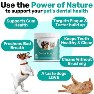 Apoya la salud de las encías, refresca el mal aliento, limpia sin cepillar los polvos dentales para perros y gatos - Product Image 2