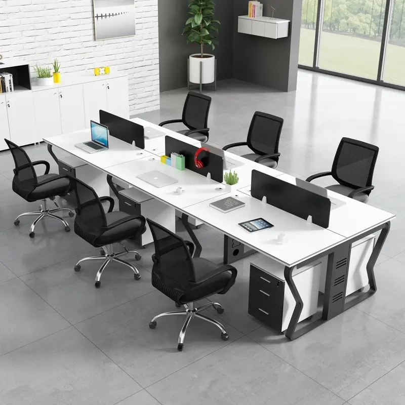 Low price office furniture manager desk modern simple computer 4 person for office desk table