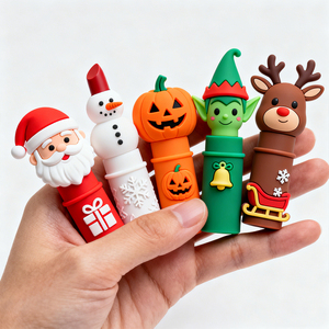 Tùy Chỉnh Dễ Thương Phim Hoạt Hình Silicone Lip Balm Ống Cap Có Thể Tháo Rời Cô Gái Món Quà Mỹ Phẩm Phụ Kiện Cho Lip <span class=keywords><strong>Gloss</strong></span> Bìa - Product Image 1