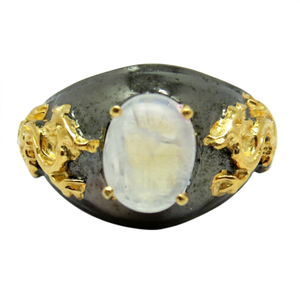 Flawless White Rainbow Moonstone 925 Sterling Silver <b>Rings</b> Shri Ashapura Jewels Christian Classic Bezel Set - Product Image 1