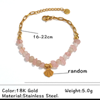 Bracelet pendentif en perles de pierre naturelle HWASAN, résistant à la décoloration, en acier inoxydable, tendance estivale, bijoux à la mode