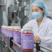 Complément alimentaire à base de plantes pour le bien-être, soutien de l'humeur et soulagement du stress, avec extrait de safran et miel de Manuka, 60 gommes, marque privée, vente en gros, OEM