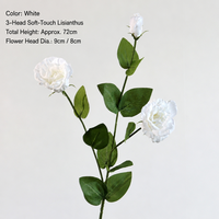 Bunga Lisianthus Artifisial Premium Real Touch, 3 Tangkai Bunga Eustoma Palsu, Dekorasi Bunga Mirip Asli untuk Pernikahan & Fotografi