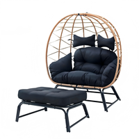 Fauteuil suspendu double en rotin pliable de luxe, chaise à bascule, mobilier d'extérieur, coussin imperméable, cour intérieure