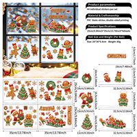 LINGKAI Adhesivos Estáticos para Ventanas de Navidad con Diseño de Hombre de Jengibre, Galletas, Papá Noel, Trineo y Corona, Pegatinas de Vidrio para Decoración Navideña