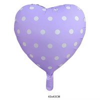 Ballon en aluminium mat à pois en forme de cœur de 18 pouces pour la décoration de mariage, de la rentrée scolaire et de la Saint-Valentin, écologique, vente en gros