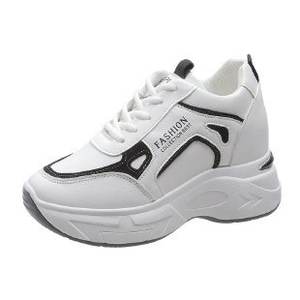 IStapromo Gifts Chaussures plates décontractées pour femmes, Chaussures de sport en cuir à talons hauts pour étudiantes, à semelle épaisse, à lacets, en maille, nouvelle collection très tendance - Product Image 6