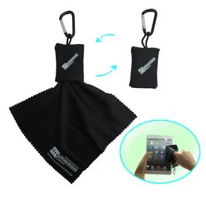 Portable Microfiber Cleaning Cloth with Carabiner for Glasses, Camera Lens, Gadget Screen
