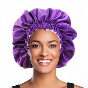 Bonnet de Nuit Unisexe en Satin Double Couche Couleur Unie Réglable – Idéal Quotidien Toutes Saisons – Grande Vente - Product Image 1