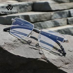 Lunettes optiques rectangulaires demi-cerclées anti-lumière bleue <span class=keywords><strong>en</strong></span> <span class=keywords><strong>bois</strong></span> faites à la main pour hommes, pour correction <span class=keywords><strong>de</strong></span> la <span class=keywords><strong>vue</strong></span> - Product Image 1