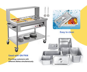 Leegin Commercial Buffet Bain Marie <b>Food</b> <b>Warmer</b> Electric Steam Heater Glass Guard Wheels Energy Saving Mode 60-80C Temperature - Product Image 4