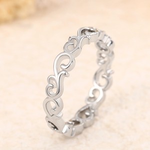 Anello Q512 Heart Eternity Band in Acciaio Inossidabile, Classico Unisex, Anello Nuziale Senza Pietre, Anelli alla Moda - Product Image 2