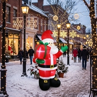 Décoration gonflable extérieure de Noël de 8 pieds en forme de boîte cadeau du Père Noël, en polyester imperméable et durable, personnalisable en usine pour la cour