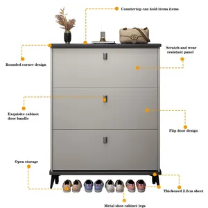 Grand meuble à chaussures de salon nordique meuble d'entrée et de couloir grande capacité cloison de rangement meuble à chaussures basculant moderne