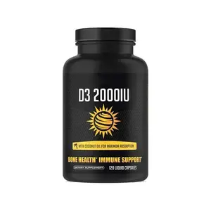 Vitamine 2000 Softgels IU ad alta potenza supporta la funzione immunitaria promuove i denti del muscolo osseo capsule di vitamina D3 del seno