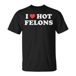 T-shirt I Love Hot Felons nera unisex per adulti taglia media - Product Image 1
