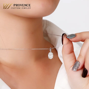 Регулируемое ожерелье 18 дюймов из настоящего цельного золота 14k/18k, модная цепочка с подвеской из выращенного в лаборатории бриллианта 1-3 карата D VVS1 для женщин - Product Image 1