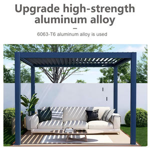 <span class=keywords><strong>Pergola</strong></span> en <span class=keywords><strong>aluminium</strong></span> réglable manuellement, gazebo à lames orientables imperméable pour la maison, la terrasse et les loisirs en plein air - Product Image 2