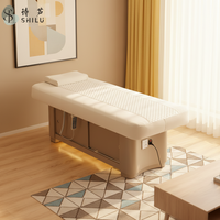 Nouvelle table de massage électrique ShiLu Factory en acier inoxydable moderne avec tête motorisée 1/2, mobilier de salon de beauté en cuir PU et bois