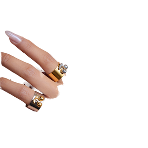 J & D Bagues en acier inoxydable plaqué or 18 carats deux tons Design très ouvert avec couleur cerise polie pour les mariages et les cadeaux - Product Image 1