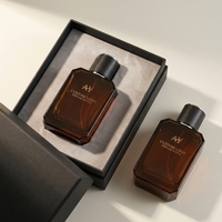 Ensemble de flacons de parfum en verre rectangulaires polygonaux marron de qualité supérieure, logo personnalisable, design géométrique, ensemble de flacons de parfum personnalisés pour marque