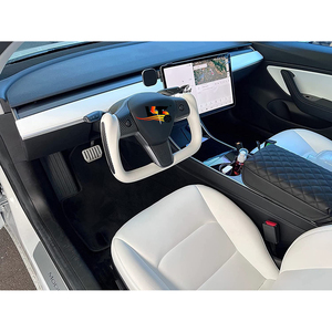 Volant en <span class=keywords><strong>Alcantara</strong></span> Aroham et fibre de carbone mate pour <span class=keywords><strong>Tesla</strong></span> Model S Model 3 2017 2018 2019 2020 2021 - Product Image 5