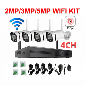 Kit NVR WiFi TSEye 2MP 3MP 5MP, Sistema de Vigilancia CCTV Inalámbrico de 4 Canales, Cámara de Seguridad Exterior Impermeable con Visión Nocturna a Todo Color - Product Image 1