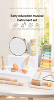 Ensembles d'instruments de musique Montessori en gros, jouets de percussion en bois pour enfants, tambour écologique portable, éducation précoce pour bébés