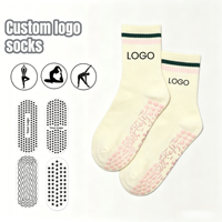 Chaussettes antidérapantes pour Pilates et Yoga, chaussettes en coton personnalisées et mignonnes pour femmes, Meias