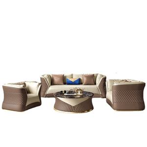 현대 홍콩 스타일 라이트 럭셔리 첫 번째 레이어 소가죽 소파 학교 용 거실 또는 쇼핑몰 목재 가구 - Product Image 1