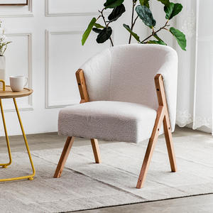 Fauteuil simple moderne en peau d'agneau danoise, fauteuil inclinable en bois massif, chaise longue pour salon, balcon, siège de détente - Product Image 1