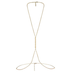 Chaîne de corps en acier inoxydable plaqué or, 1 pièce, simple et romantique, vente en gros, accessoire pour le ventre - Product Image 1