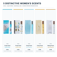 Perfume en Spray para Mujer al por Mayor, 25 ml, 5 Aromas Frutales, Florales y Amaderados, Miniatura Portátil de Viaje, en Caja, Fragancia Corporal, Proveedor Minorista