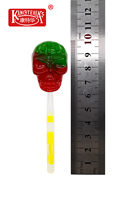 Sucettes en forme de crâne, bonbons fruités sur bâtonnet, emballage en boîte, sucettes crânes fruitées multicolores sur bâtonnet.