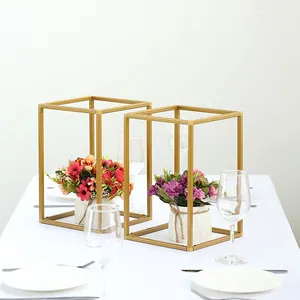 Bruiloft Nieuwste Metallic Gouden Bloem Stand Bloemen Vazen Kolom Houder Voor Bruiloft Decoratie Tafel Centerpieces
