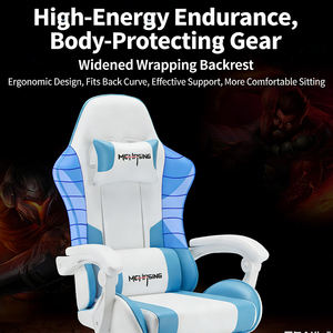 Chaise de jeu ergonomique moderne de style course, dossier haut, pivotante, réglable en hauteur, avec support lombaire et appui-tête, pour bureau et e-sport - Product Image 4