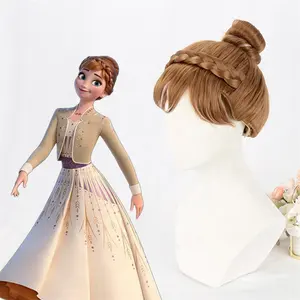 <span class=keywords><strong>Parrucca</strong></span> congelata all'ingrosso Cosplay 30cm corto marrone bianco misto Anna Anime Peluca parrucche sintetiche per capelli Cosplay - Product Image 1