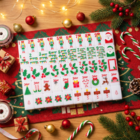 Ensemble de Mahjong Américain Personnalisé de Noël, 160 Pièces, Tuiles de Mahjong Gravées Thème Vacances, Coffret Cadeau Premium pour les Fêtes