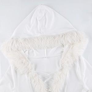 2022 New Arrival Women Christmas <strong>White</strong> Feather <strong>Fur</strong> Hooded Sexy Short Party Christmas Feather <strong>Dress</strong> - Product Image 4
