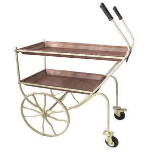 Carrito de Servicio Industrial Vintage de Hierro y Metal con Acabado en Cobre Antiguo, Mueble con Ruedas para Hogar, Comedor, Sala de Estar, Cocina, Hotel - Product Image 1