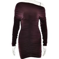 Nouvelle robe moulante plissée à épaules tombantes élégante pour soirée, mini-robe pour femme, tendance