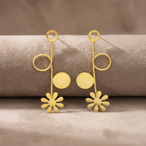Boucles d'oreilles clous ethniques unisexes en laiton plaqué or 14 carats, motif cercle or rose, pour anniversaire ou occasion spéciale - Product Image 3