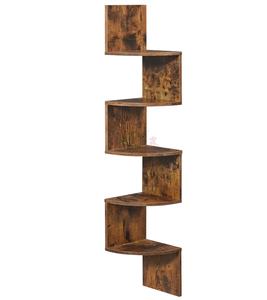 Estante de Pared Esquinero Rústico Marrón de 5 Niveles, Estantería Flotante para Libros, para Dormitorio, Sala de Estar, Baño, Oficina en Casa, Soporte para Plantas - Product Image 1