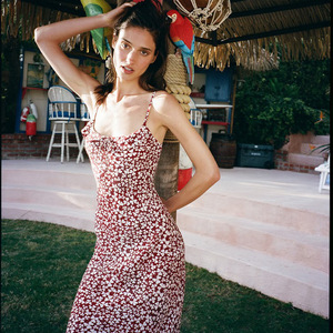 Vestido Midi de Verano Vintage Francés para Mujer, de Seda Satinada con Estampado de Volantes, Corte en Biás, Sin Mangas, Estilo Slip, Cintura Natural, ODM - Product Image 1
