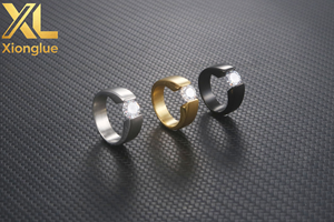 Luxury <b>Rings</b> Round CZ Crystal Zircon <b>Ring</b> for <b>Men</b> Women Black Gold <b>Silver</b> Color Stainless Steel Engagement Anniversary - Product Image 5
