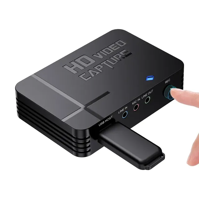 288P HD AV Video Capture Card with DTS 1080P Recording Loop Analog Digital Video Streaming Saves USB Flash Disk Mic Line
