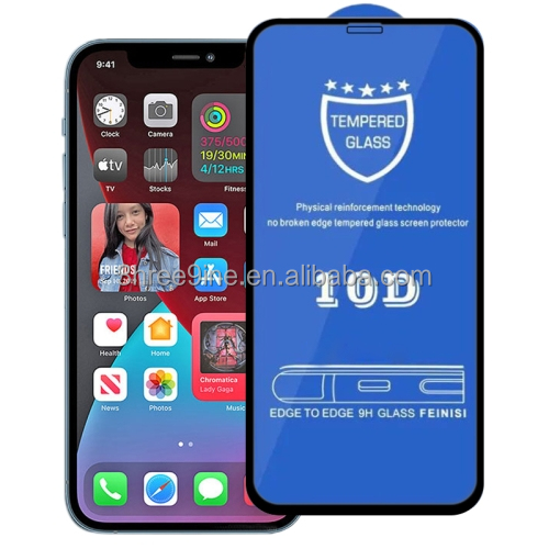 10D 9H Hardness 2.5D Anti-Shock Anti-Scratch Silk Printing Tempered Glass Screen Protector for 16 15 Pro Max 14 Pro 13 12