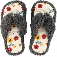 Chaussons d'intérieur confortables pour femmes, en fausse fourrure, à motif floral, à bout ouvert, avec semelle EVA, pour l'hiver