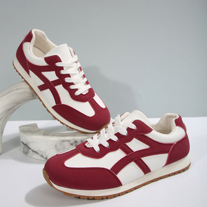 Zapatos Deportivos Casuales Retro con Bloques de Color Negro y Blanco para Otoño, Diseño con Cordones, Parte Superior de PU, Forro de Malla, para el Uso Diario - Product Image 4